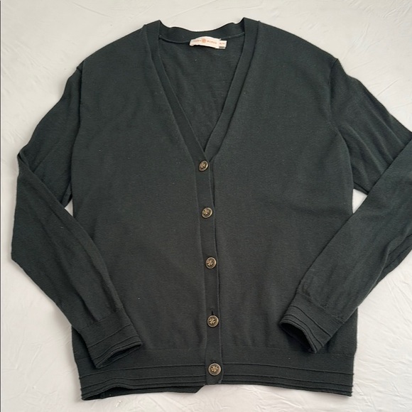 Tory Burch Madison English Green Reva button cardigan sweater XL - Picture 5 of 11